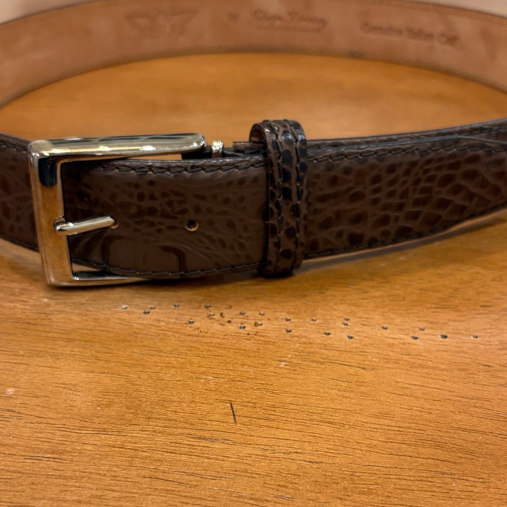 Antas Roger Jimenez Brown Leather Belt with Silver Buckle fits 30-36